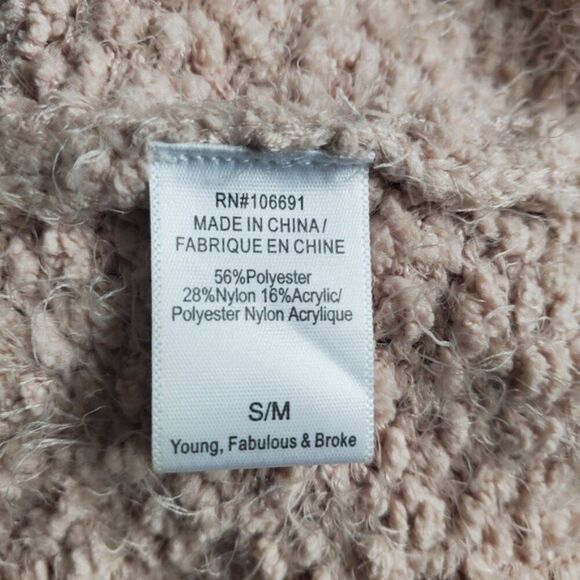 Young Fabulous & Broke Lorena Blush Pink Fuzzy Sweater Size S/M - Picture 7 of 8